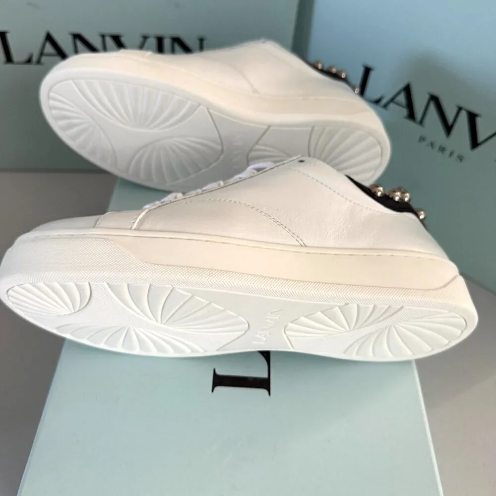 Lanvin Women's DDB0 White Leather Sneakers with Studs Size 36‎